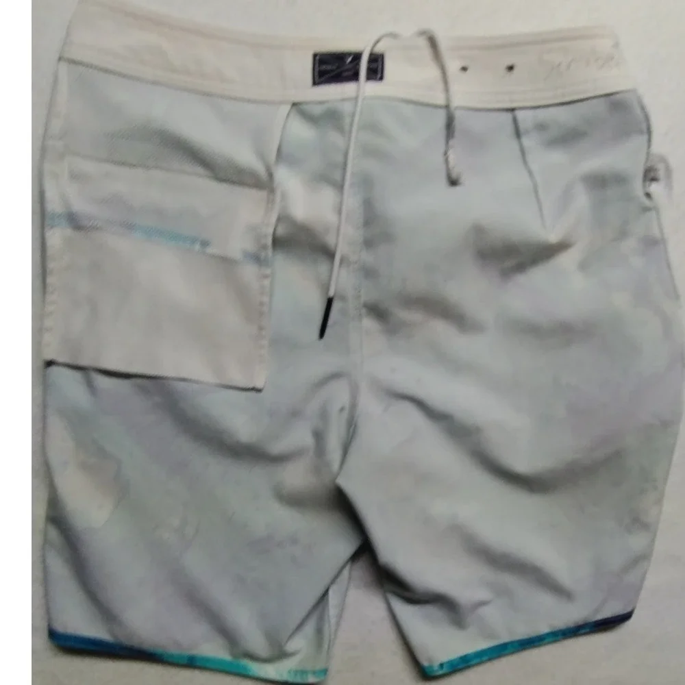 American Eagle‎ Outfitters Swim Trunks Board Shorts Blue White Marble M